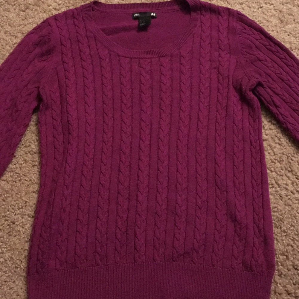 H&M plum cable knit sweater